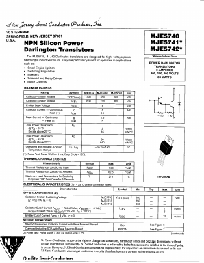 MJE5741 Datasheet PDF New Jersey Semiconductor