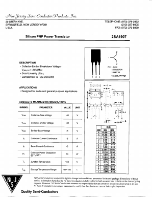2SA1907 Datasheet PDF New Jersey Semiconductor