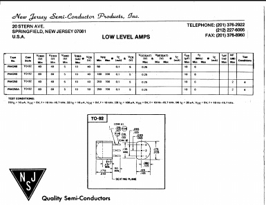 PN4249 Datasheet PDF New Jersey Semiconductor