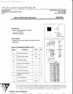 2SC5239 Datasheet PDF New Jersey Semiconductor