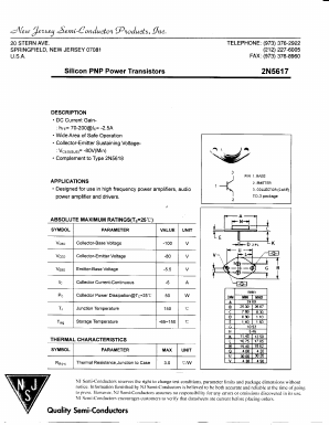 2N5617 Datasheet PDF New Jersey Semiconductor