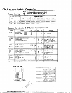 VP0104N3 Datasheet PDF New Jersey Semiconductor