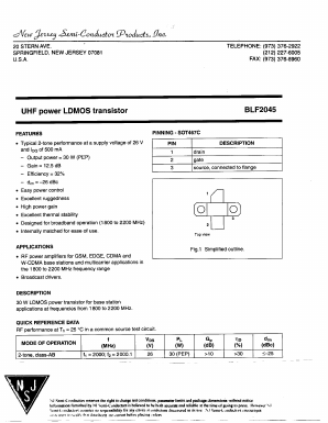 BLF2045 Datasheet PDF New Jersey Semiconductor