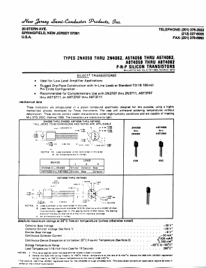 2N4058 Datasheet PDF New Jersey Semiconductor