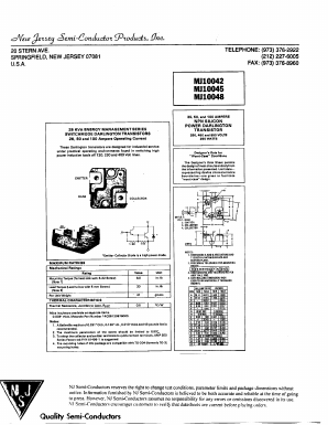 MJ10042 Datasheet PDF New Jersey Semiconductor