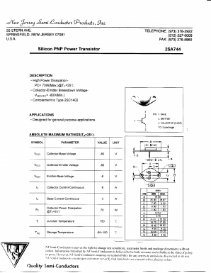 2SA744 Datasheet PDF New Jersey Semiconductor