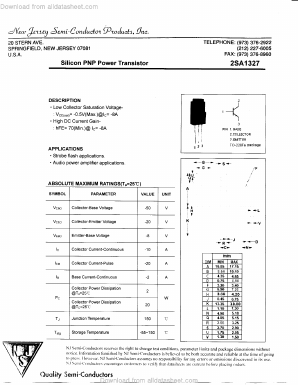 A1327 Datasheet PDF New Jersey Semiconductor