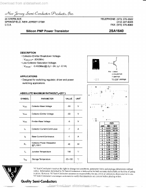 2SA1640 Datasheet PDF New Jersey Semiconductor