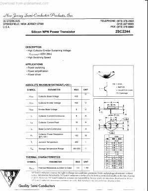 2SC2244 Datasheet PDF New Jersey Semiconductor