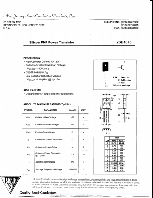 2SB1075 Datasheet PDF New Jersey Semiconductor