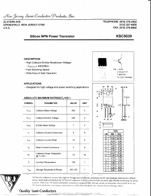 C5039 Datasheet PDF New Jersey Semiconductor