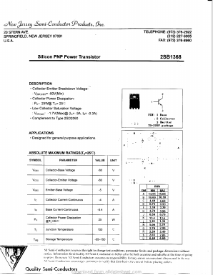 2SB1368 Datasheet PDF New Jersey Semiconductor