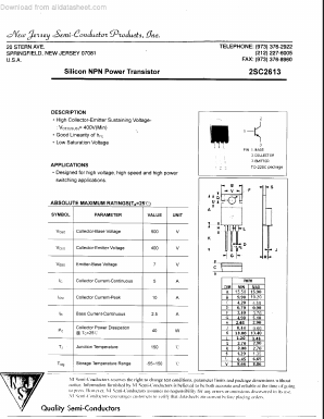 2SC2613 Datasheet PDF New Jersey Semiconductor