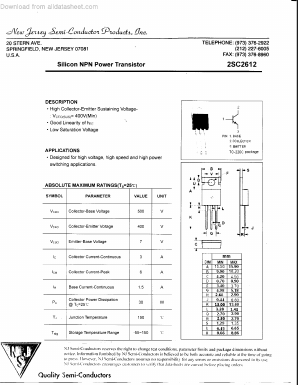 2SC2612 Datasheet PDF New Jersey Semiconductor