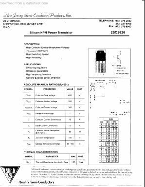 2SC2626 Datasheet PDF New Jersey Semiconductor