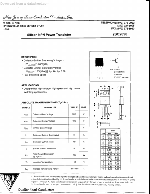 C2898 Datasheet PDF New Jersey Semiconductor