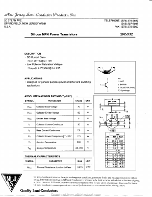 2N5932 Datasheet PDF New Jersey Semiconductor