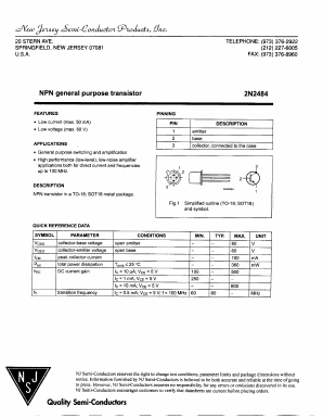 2N2484 Datasheet PDF New Jersey Semiconductor