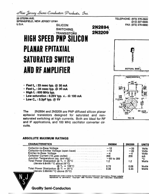 2N3209 Datasheet PDF New Jersey Semiconductor