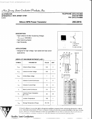 2SC2816 Datasheet PDF New Jersey Semiconductor
