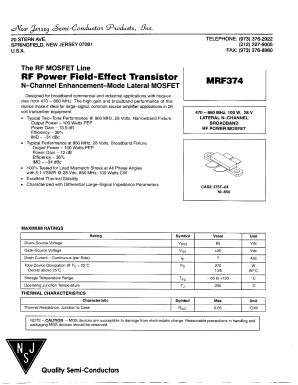MRF374 Datasheet PDF New Jersey Semiconductor
