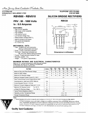 RBV810 Datasheet PDF New Jersey Semiconductor
