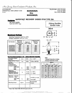 MUR2505 Datasheet PDF New Jersey Semiconductor