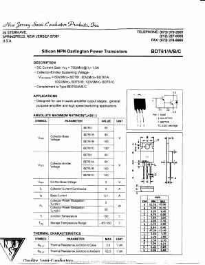BDT61B Datasheet PDF New Jersey Semiconductor