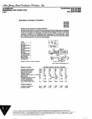 BD643 Datasheet PDF New Jersey Semiconductor