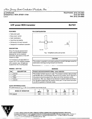 BLF521 Datasheet PDF New Jersey Semiconductor