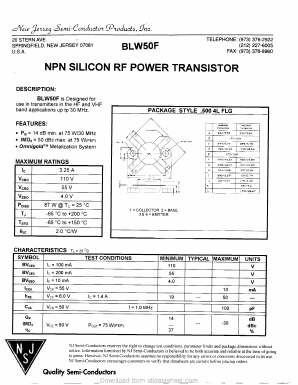 BLW50F Datasheet PDF New Jersey Semiconductor
