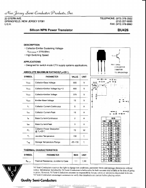 BU426 Datasheet PDF New Jersey Semiconductor