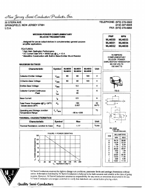 MJ4030 Datasheet PDF New Jersey Semiconductor