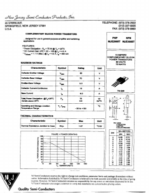 MJE3055T Datasheet PDF New Jersey Semiconductor