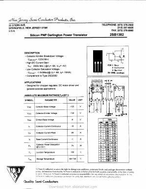 B1382 Datasheet PDF New Jersey Semiconductor