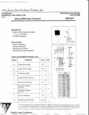 C3317 Datasheet PDF New Jersey Semiconductor