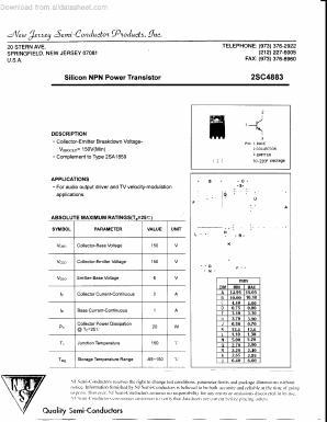 2SC4883 Datasheet PDF New Jersey Semiconductor
