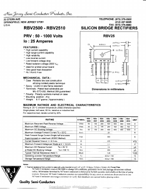 RBV2500 Datasheet PDF New Jersey Semiconductor