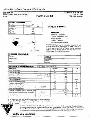 IRF620 Datasheet PDF New Jersey Semiconductor