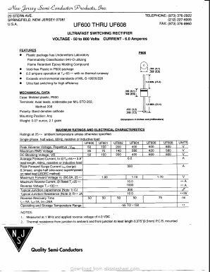 UF600 Datasheet PDF New Jersey Semiconductor