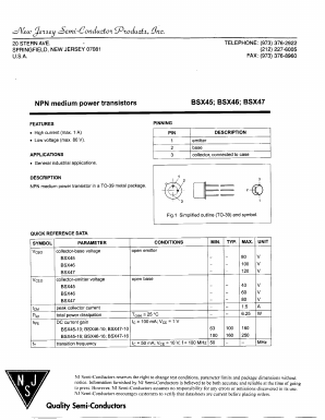 BSX45 Datasheet PDF New Jersey Semiconductor