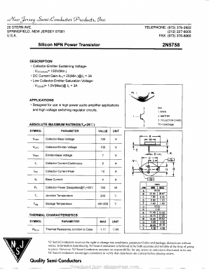 2N5758 Datasheet PDF New Jersey Semiconductor