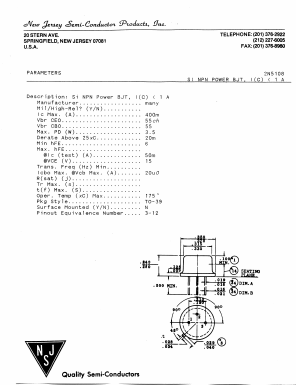 2N5108 Datasheet PDF New Jersey Semiconductor