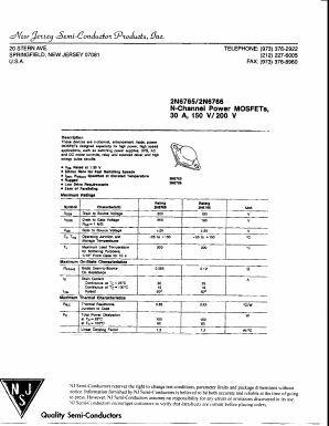 2N6766 Datasheet PDF New Jersey Semiconductor