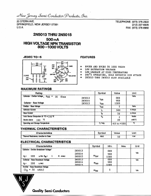 2N5014 Datasheet PDF New Jersey Semiconductor