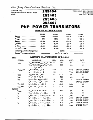 2N5407 Datasheet PDF New Jersey Semiconductor