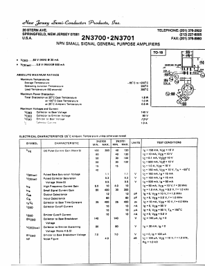 2N3700 Datasheet PDF New Jersey Semiconductor