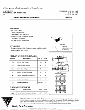 2N5599 Datasheet PDF New Jersey Semiconductor