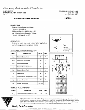 2N5759 Datasheet PDF New Jersey Semiconductor