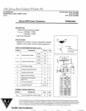 TIP563 Datasheet PDF New Jersey Semiconductor